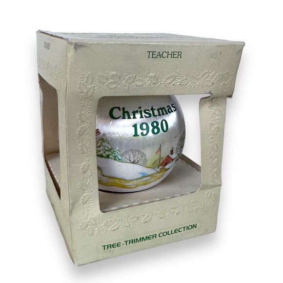 Hallmark Satin Ornament Teacher Dated 1980 Vintage Unbreakable Round Christmas - Picture 15 of 15